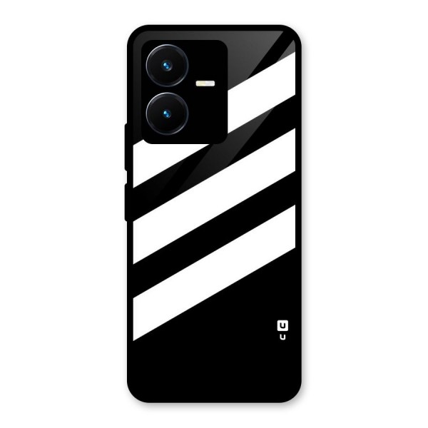 Diagonal Classic Stripes Glass Back Case for Vivo Y22