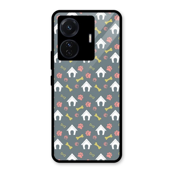 Dog Pattern Glass Back Case for Vivo T1 Pro