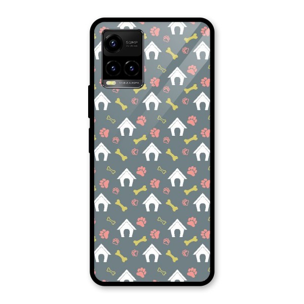 Dog Pattern Glass Back Case for Vivo Y21G