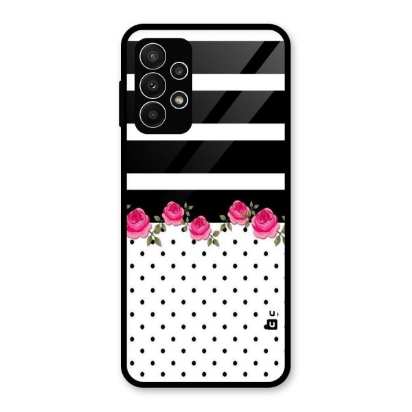 Dots Roses Stripes Glass Back Case for Galaxy A23