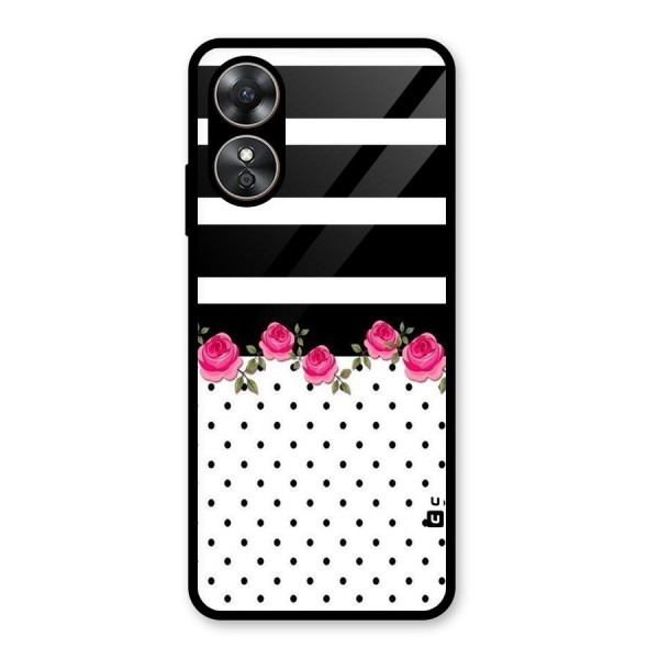 Dots Roses Stripes Glass Back Case for Oppo A17