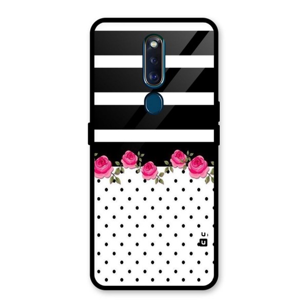 Dots Roses Stripes Glass Back Case for Oppo F11 Pro