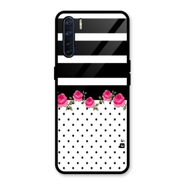 Dots Roses Stripes Glass Back Case for Oppo F15