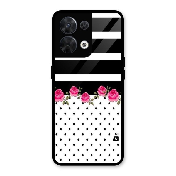 Dots Roses Stripes Glass Back Case for Oppo Reno8 5G