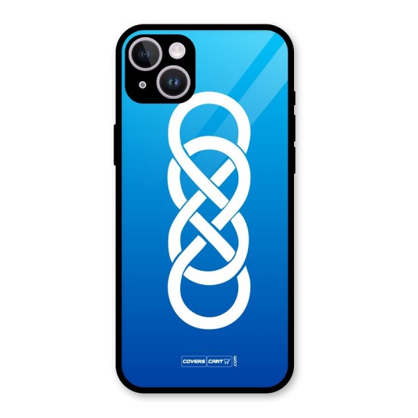 Double Infinity Blue Glass Back Case for iPhone 14 Plus
