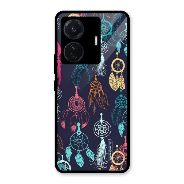 Dream Catcher Pattern Glass Back Case for Vivo T1 Pro