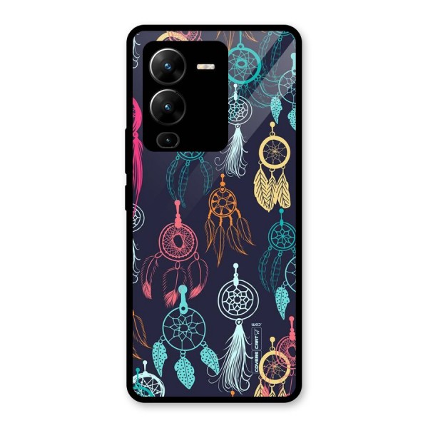 Dream Catcher Pattern Glass Back Case for Vivo V25 Pro