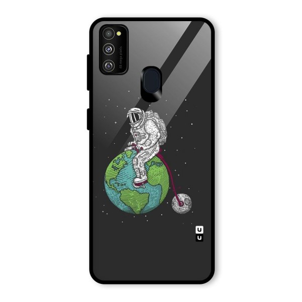 Earth Space Doodle Glass Back Case for Galaxy M21