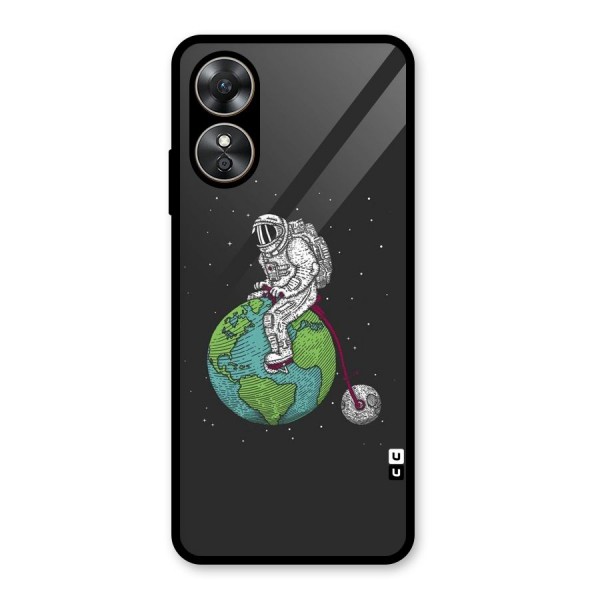 Earth Space Doodle Glass Back Case for Oppo A17