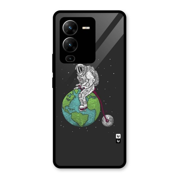 Earth Space Doodle Glass Back Case for Vivo V25 Pro