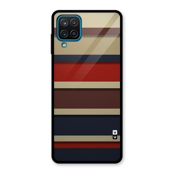 Elegant Stripes Pattern Glass Back Case for Galaxy A12