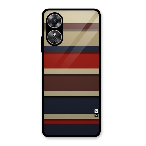 Elegant Stripes Pattern Glass Back Case for Oppo A17