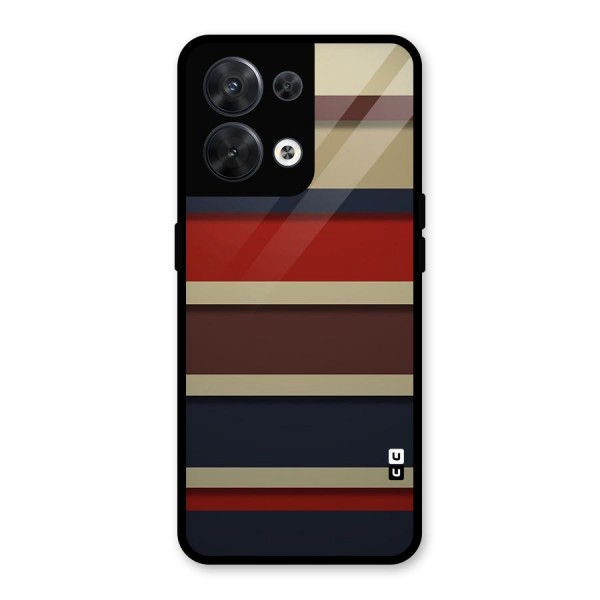 Elegant Stripes Pattern Glass Back Case for Oppo Reno8 5G