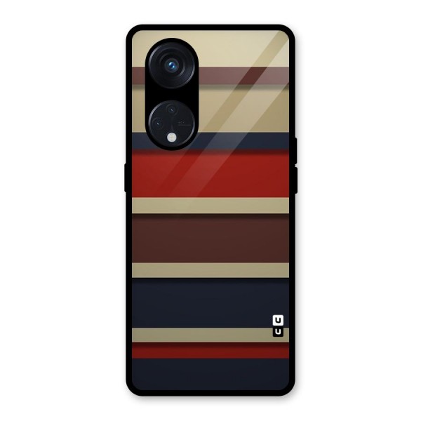 Elegant Stripes Pattern Glass Back Case for Reno8 T 5G