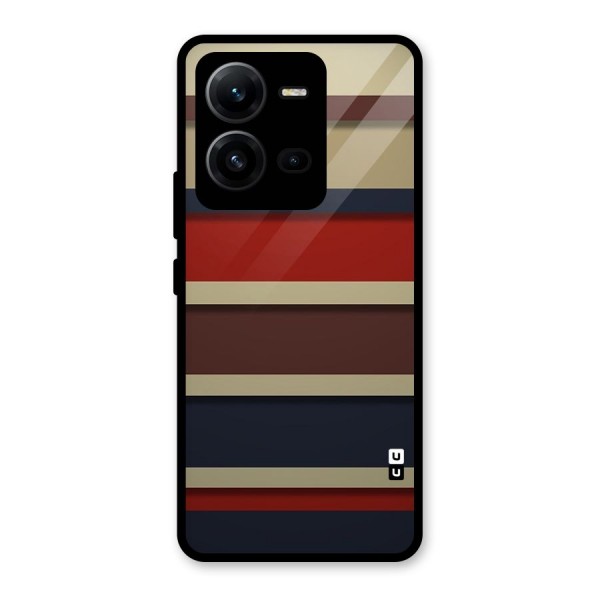 Elegant Stripes Pattern Glass Back Case for Vivo V25