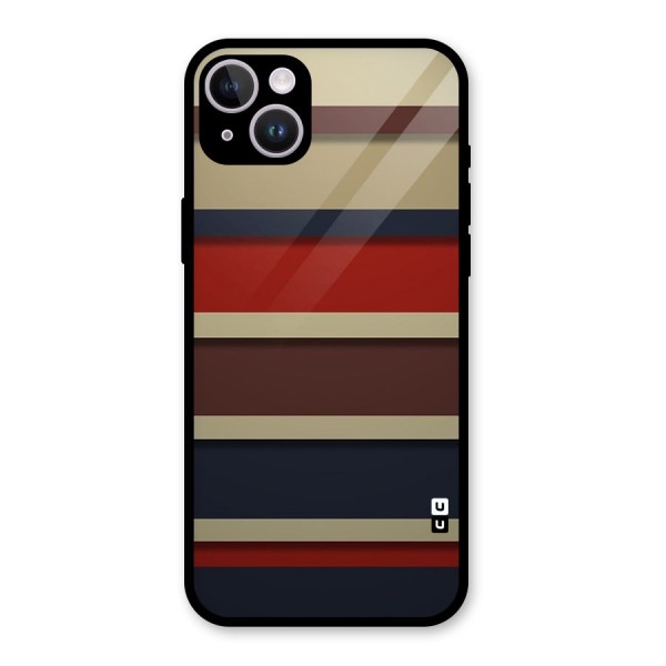 Elegant Stripes Pattern Glass Back Case for iPhone 14 Plus