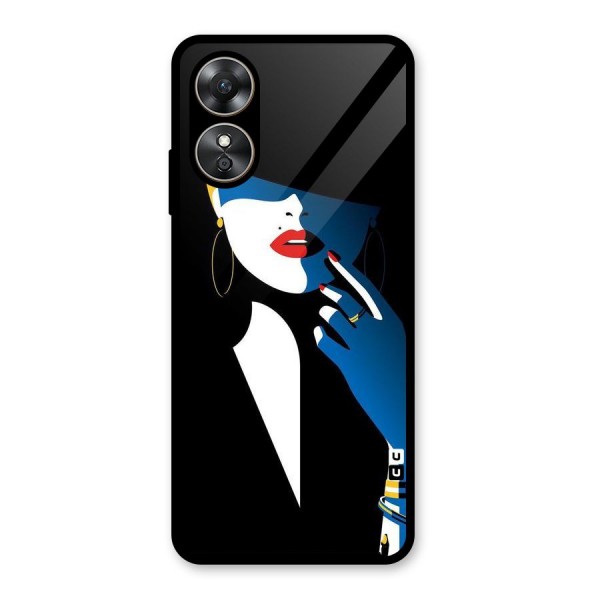 Elegant Woman Glass Back Case for Oppo A17