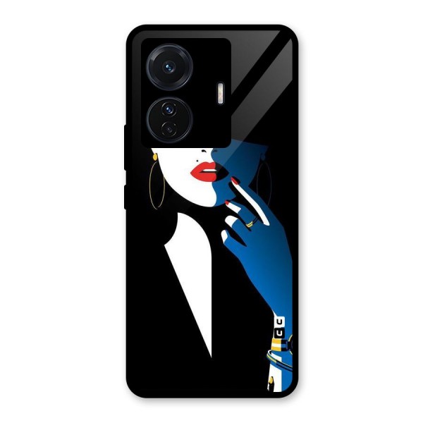 Elegant Woman Glass Back Case for Vivo T1 Pro