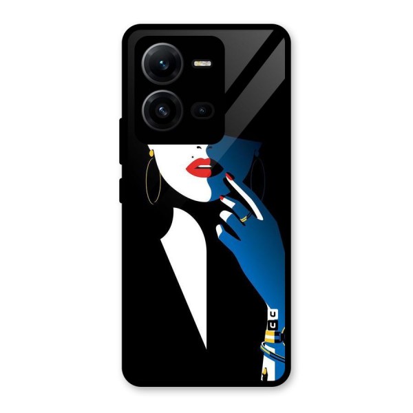 Elegant Woman Glass Back Case for Vivo V25