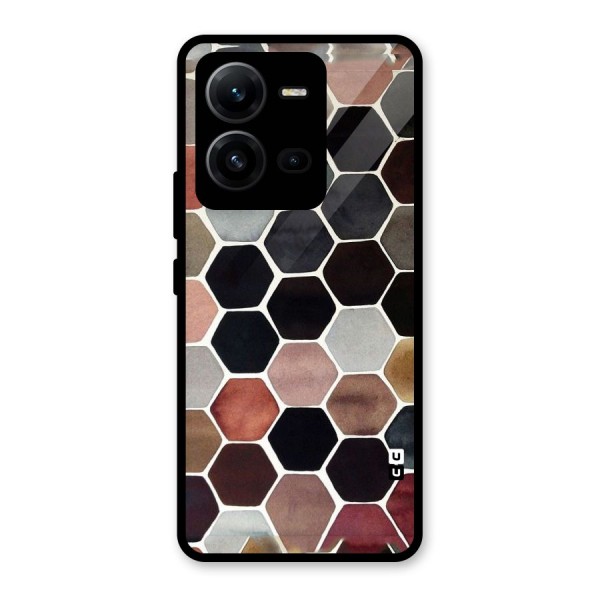 Elite Pastel Hexagons Glass Back Case for Vivo V25