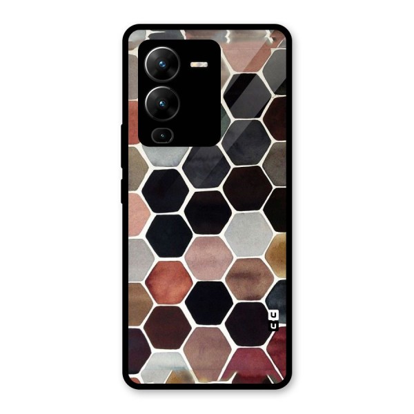 Elite Pastel Hexagons Glass Back Case for Vivo V25 Pro