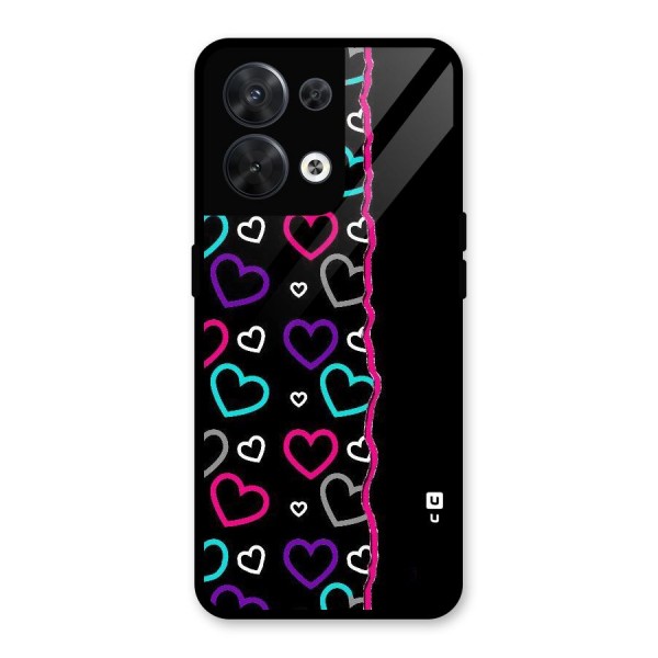 Empty Hearts Glass Back Case for Oppo Reno8 5G