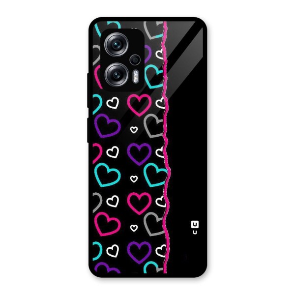 Empty Hearts Glass Back Case for Redmi K50i