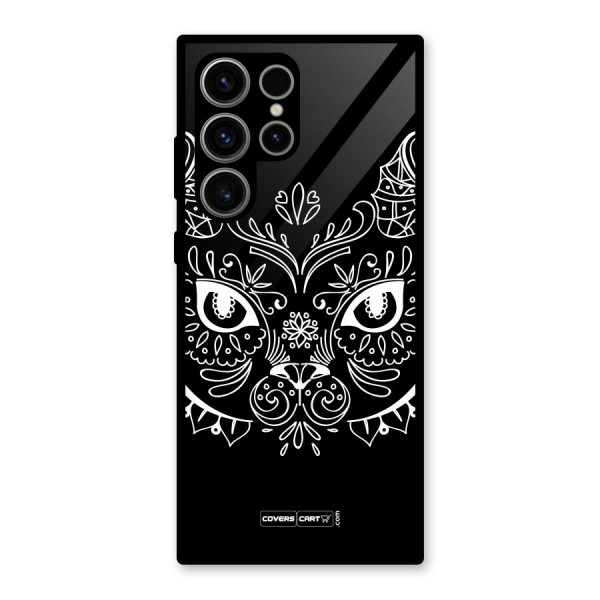 Ethnic Cat Design Glass Back Case for Galaxy S23 Ultra