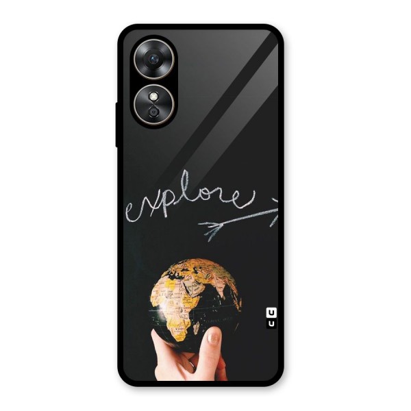 Explore World Glass Back Case for Oppo A17