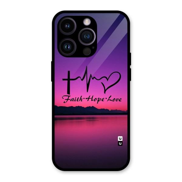 Faith Hope Love Evening Sky Glass Back Case for iPhone 14 Pro