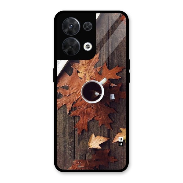 Fall Leaf Coffee Glass Back Case for Oppo Reno8 5G