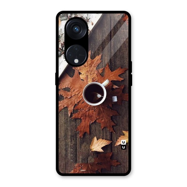 Fall Leaf Coffee Glass Back Case for Reno8 T 5G