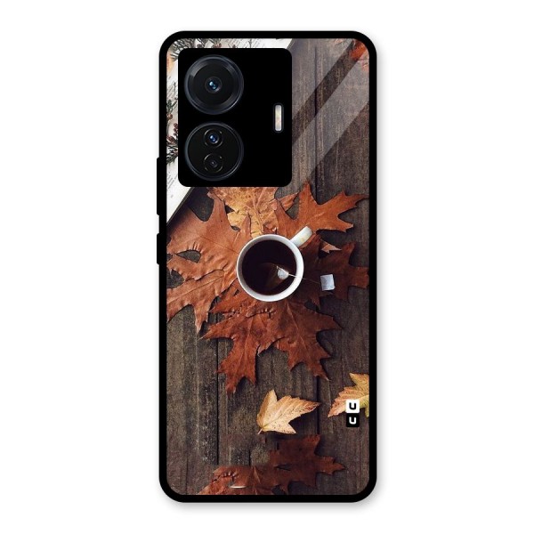 Fall Leaf Coffee Glass Back Case for Vivo T1 Pro