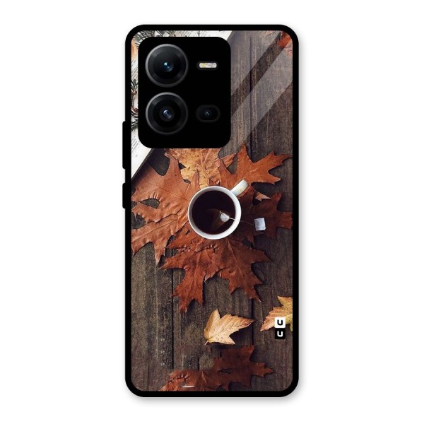 Fall Leaf Coffee Glass Back Case for Vivo V25