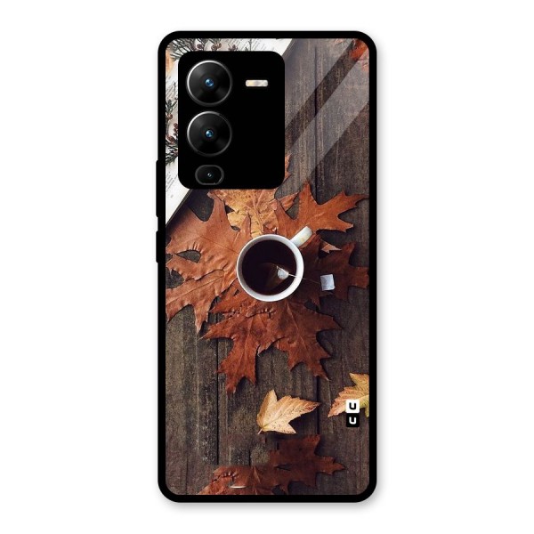 Fall Leaf Coffee Glass Back Case for Vivo V25 Pro