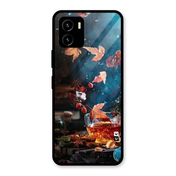 Falling Leaves Tea Glass Back Case for Vivo Y15s