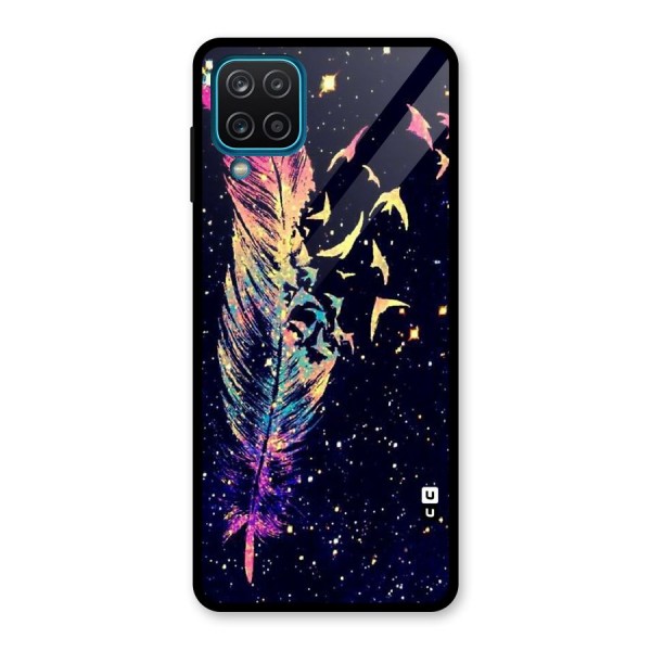 Feather Bird Fly Glass Back Case for Galaxy A12