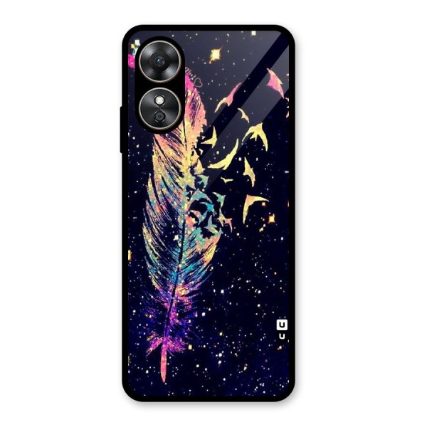 Feather Bird Fly Glass Back Case for Oppo A17