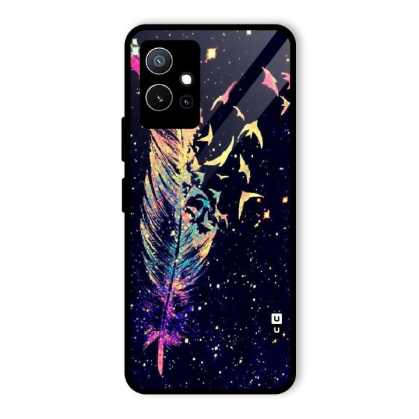 Feather Bird Fly Glass Back Case for Vivo T1 5G