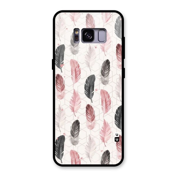 Feather Line Pattern Glass Back Case for Galaxy S8