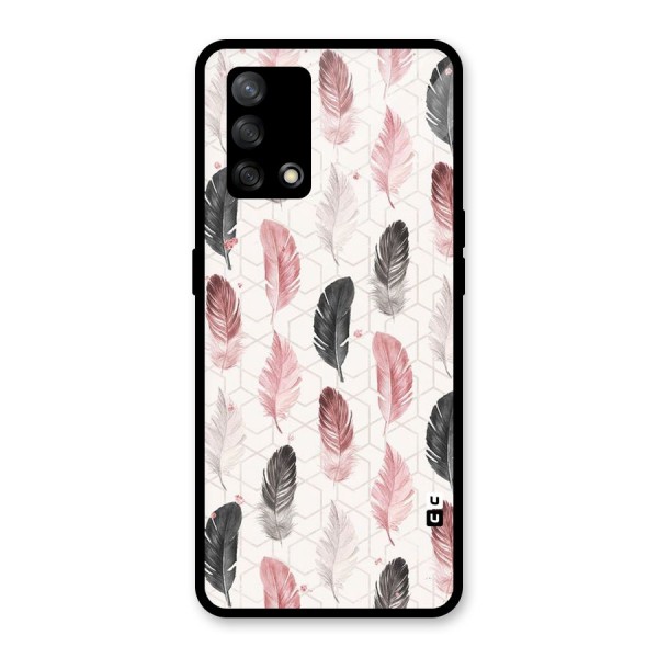 Feather Line Pattern Glass Back Case for Oppo F19s