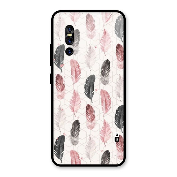 Feather Line Pattern Glass Back Case for Vivo V15 Pro