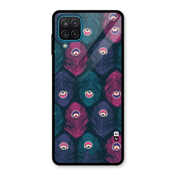 Feathers Patterns Glass Back Case for Galaxy A12