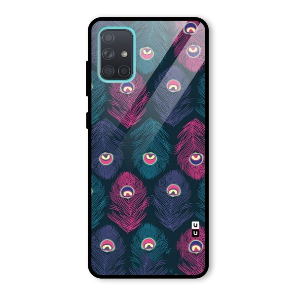 Feathers Patterns Glass Back Case for Galaxy A71