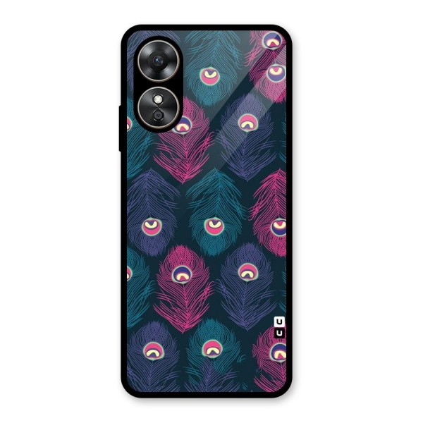 Feathers Patterns Glass Back Case for Oppo A17