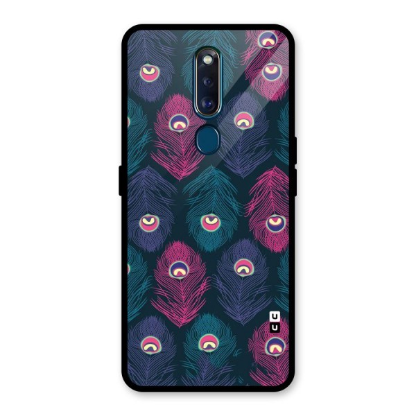 Feathers Patterns Glass Back Case for Oppo F11 Pro