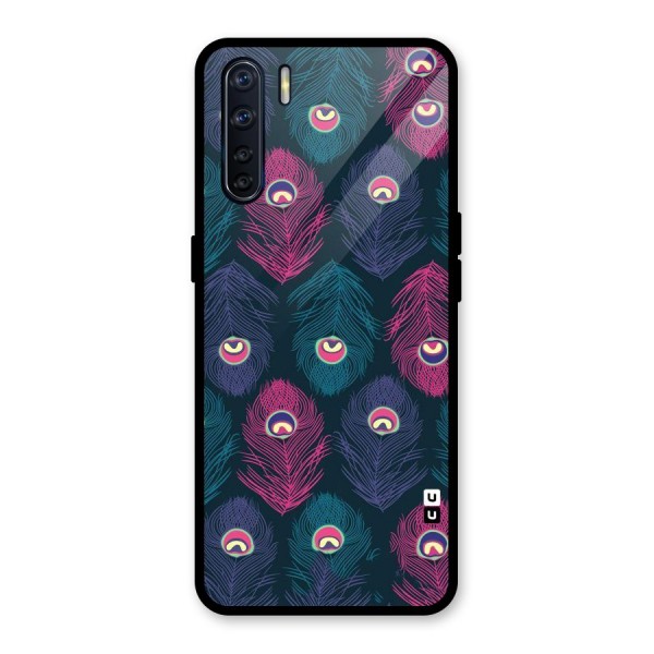 Feathers Patterns Glass Back Case for Oppo F15