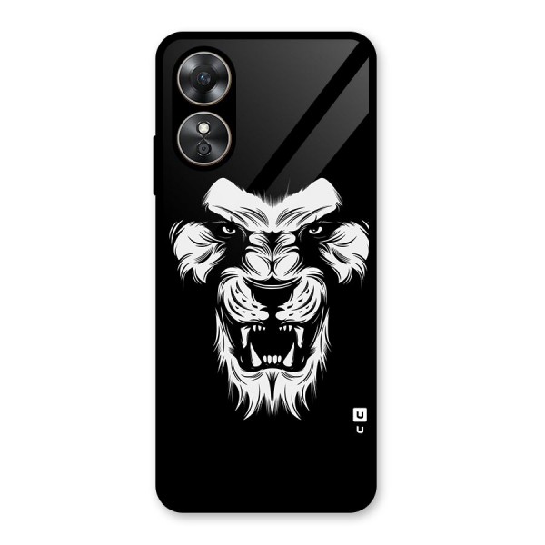 Fierce Lion Digital Art Glass Back Case for Oppo A17