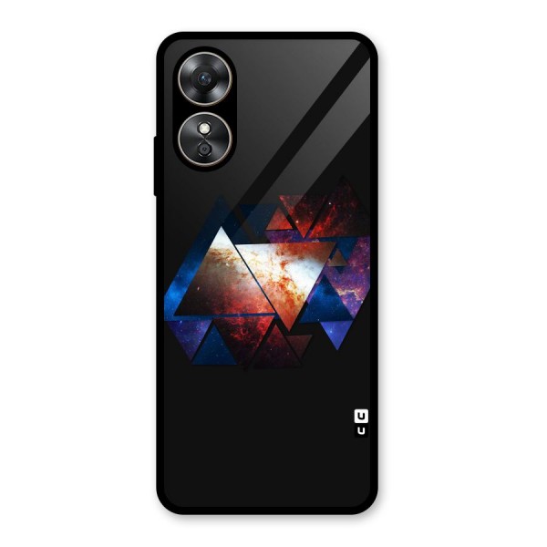 Fire Galaxy Triangles Glass Back Case for Oppo A17