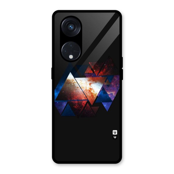 Fire Galaxy Triangles Glass Back Case for Reno8 T 5G